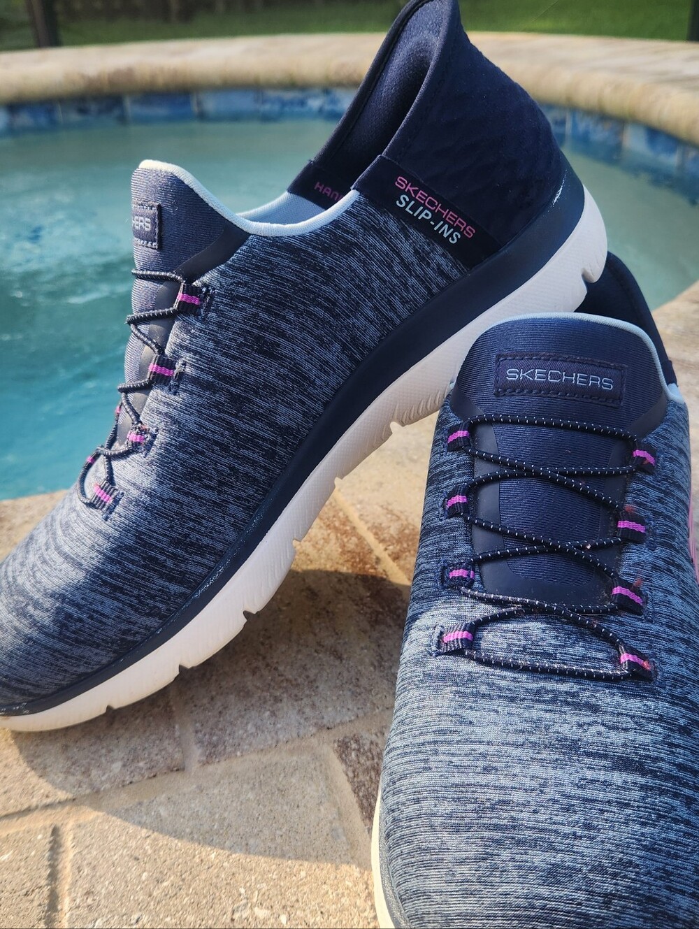 Skechers GO WALK Flex Grand Entry Slip-Ins Gray Pink Sneakers Women's Sz 9
